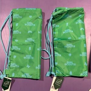 Girl Scouts drawstring bags. NWT. Two included. Wicked fast shipping.